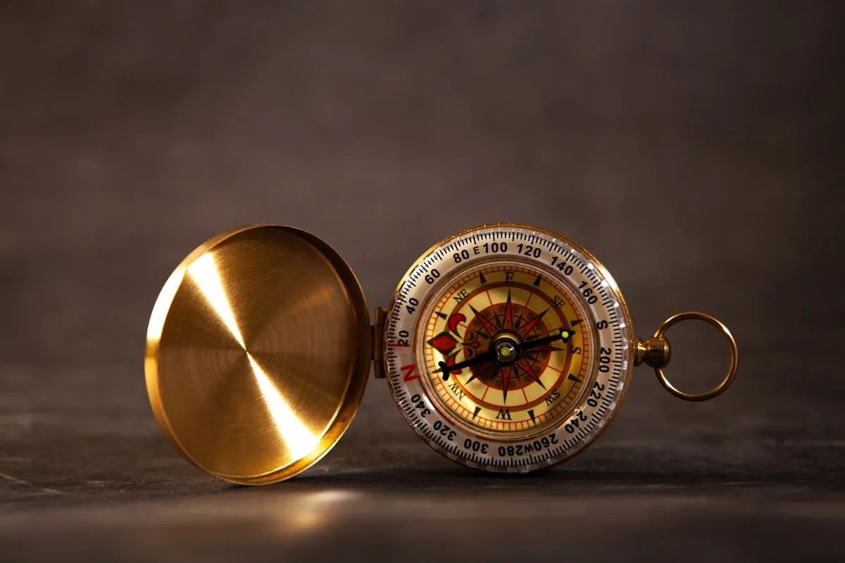 Antique brass Luopan compass used in classical feng shui geomantic readings