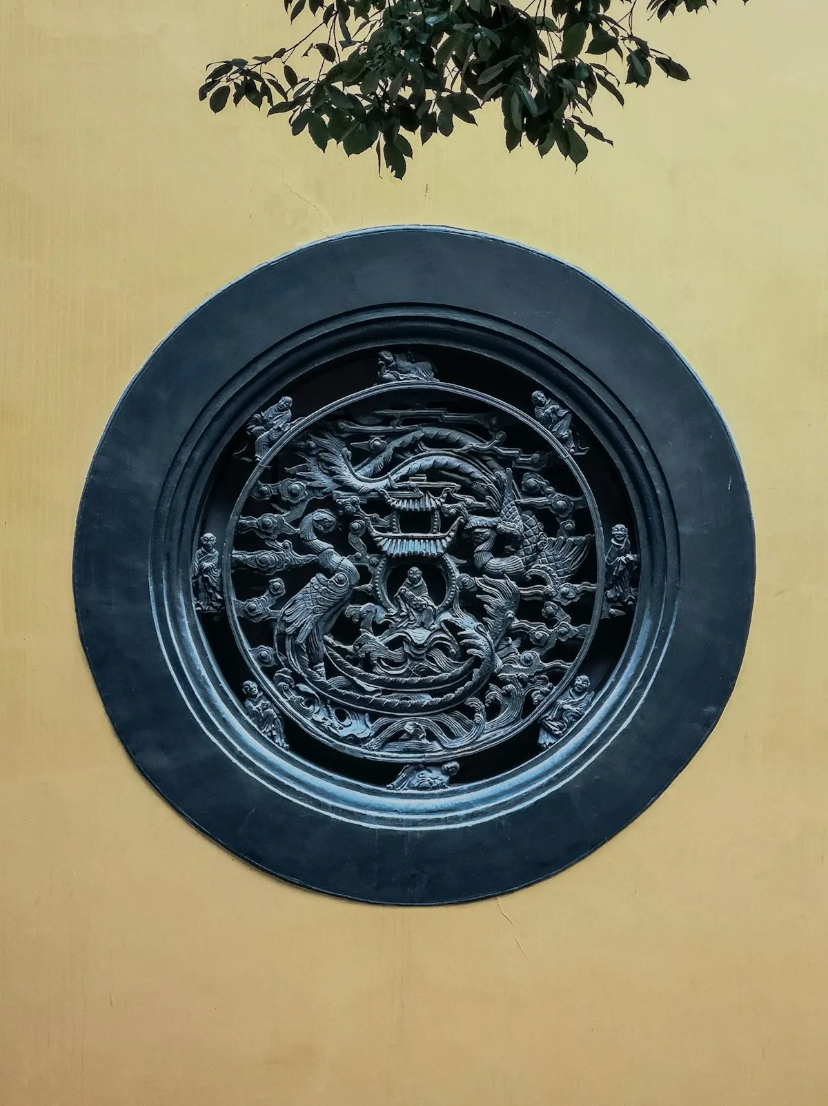 Traditional Chinese zodiac stone carving with dragon motif